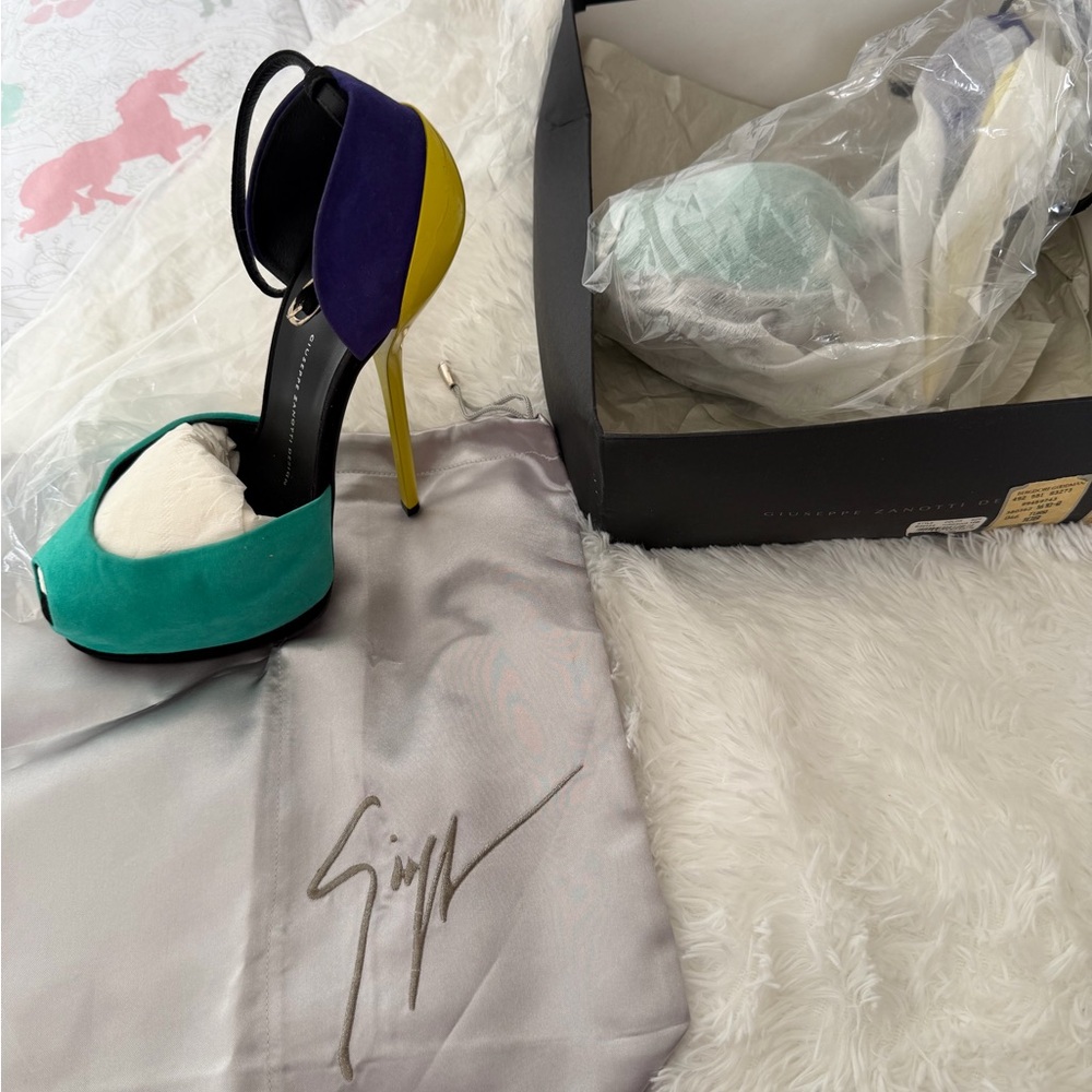 Giuseppe Zanotti Green, Purple, and Yellow Heels